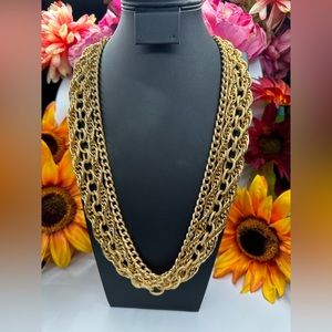 ⚜️VINTAGE⚜️ Four Strand Gold Tone Necklace 80s 90s